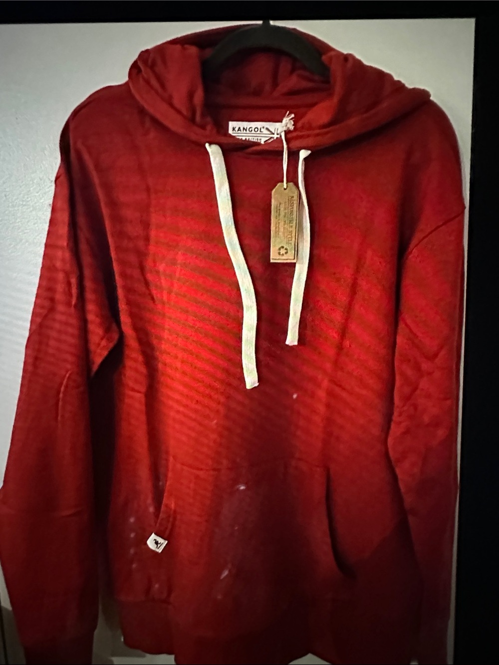 Kangol Red Hooded Pullover with Contrast Drawstrings